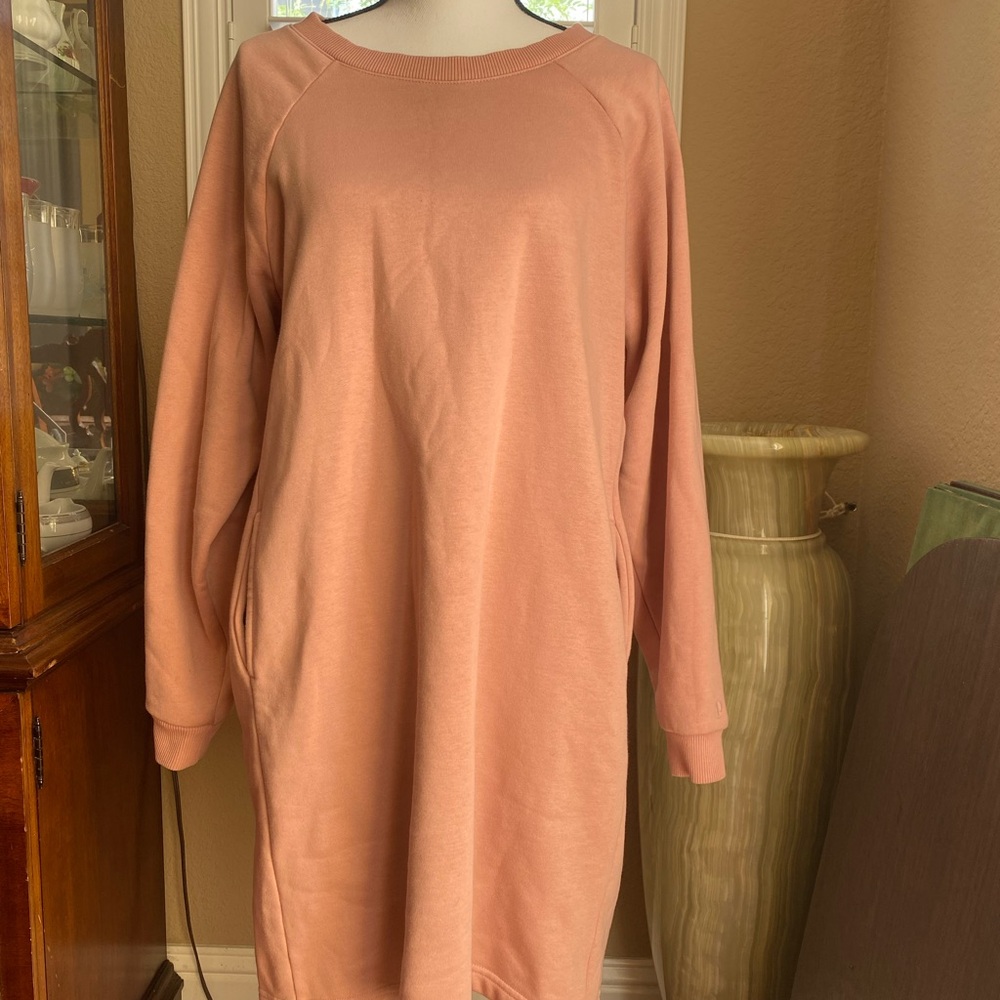 Pact Long Sleeve Crewneck Dress in Dusty Rose